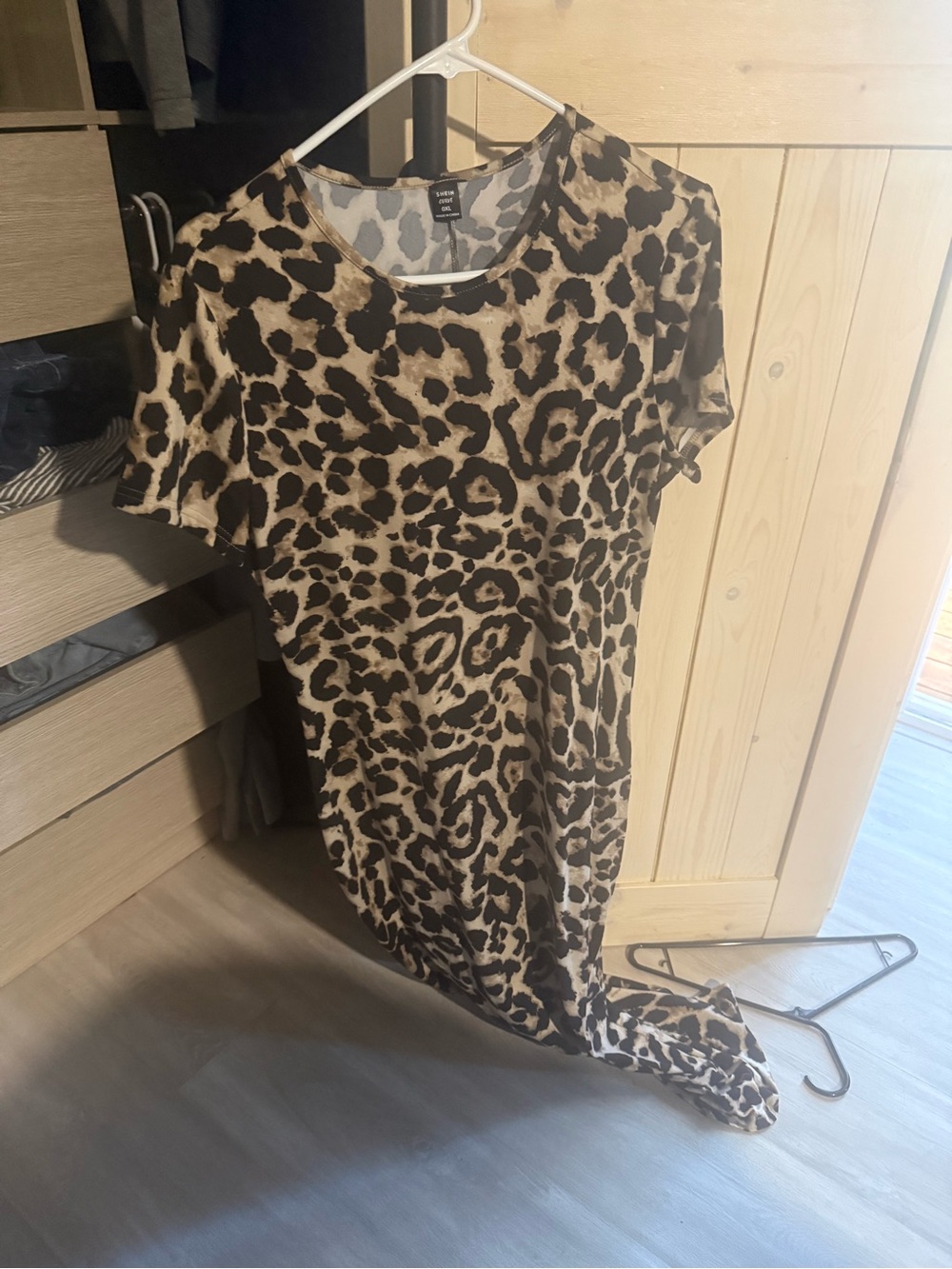 SHEIN Leopard Print Short Sleeve Maxi Dress - Brown & Black